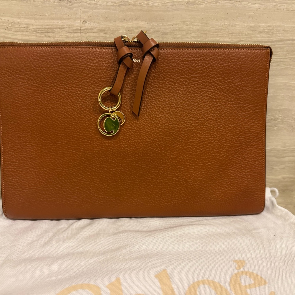Chloe Portfolio Alphabet Pouch Tan